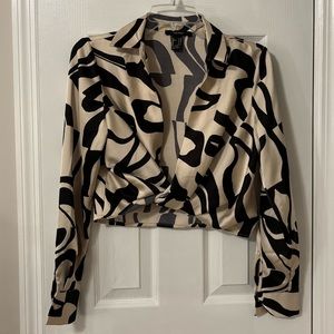 Forever 21 Plunging Abstract Print Top